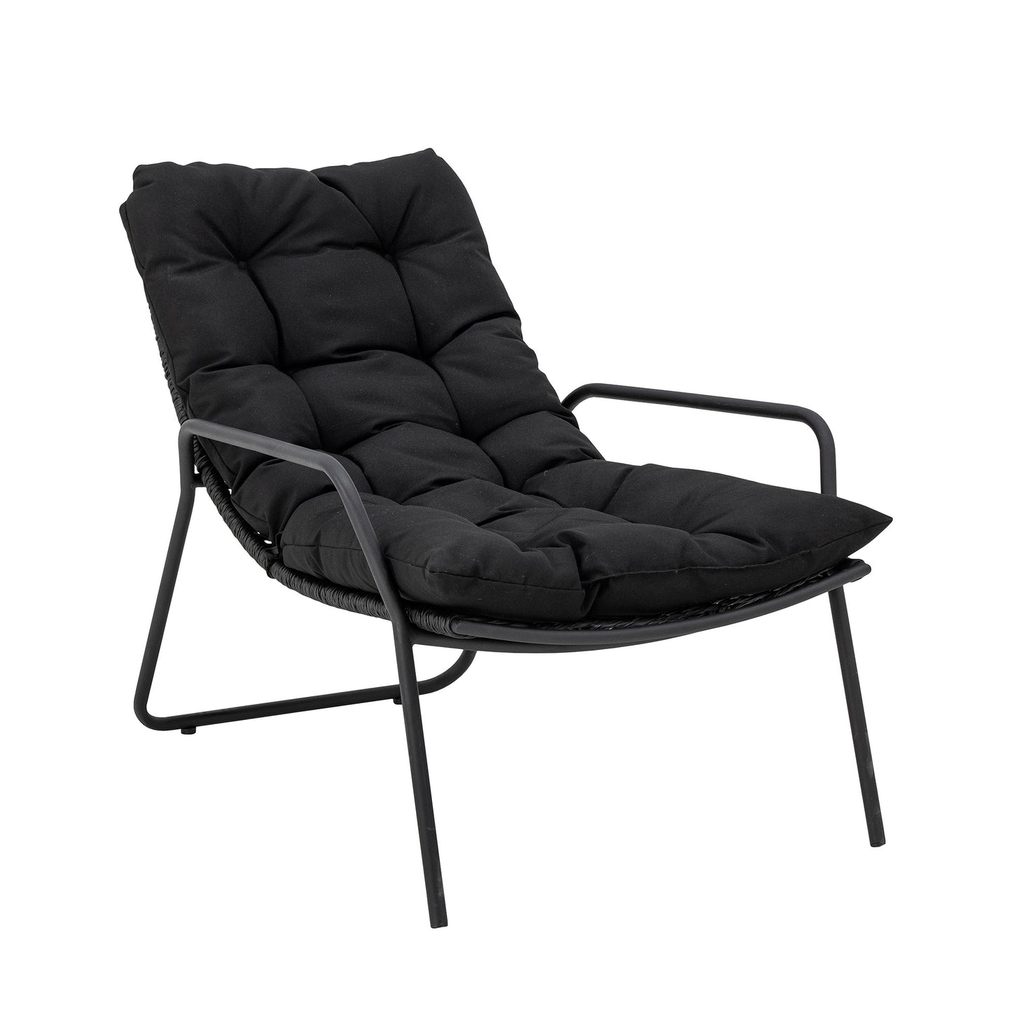 Boel Deck Chair with Stool Black Metal