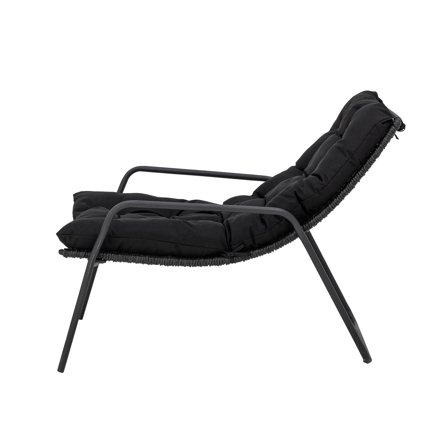 Boel Deck Chair with Stool Black Metal