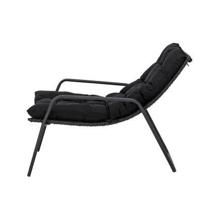 Boel Deck Chair with Stool Black Metal