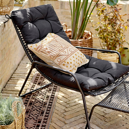 Boel Deck Chair with Stool Black Metal
