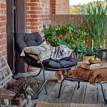 Boel Deck Chair with Stool Black Metal