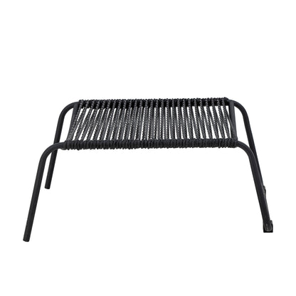 Boel Deck Chair with Stool Black Metal