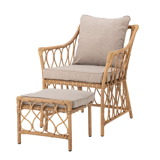 Belluce Lounge Chair with Stool Nature Polyrattan