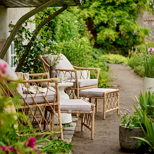 Belluce Lounge Chair with Stool Nature Polyrattan