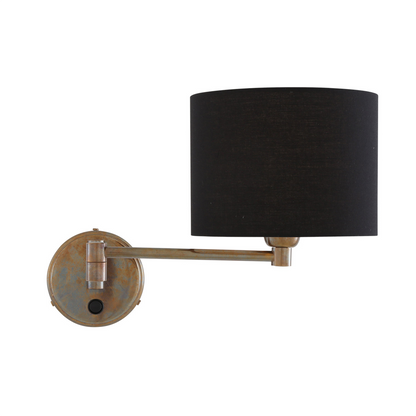 Kerry Swivel Arm Brass Wall Light with Fabric Shade