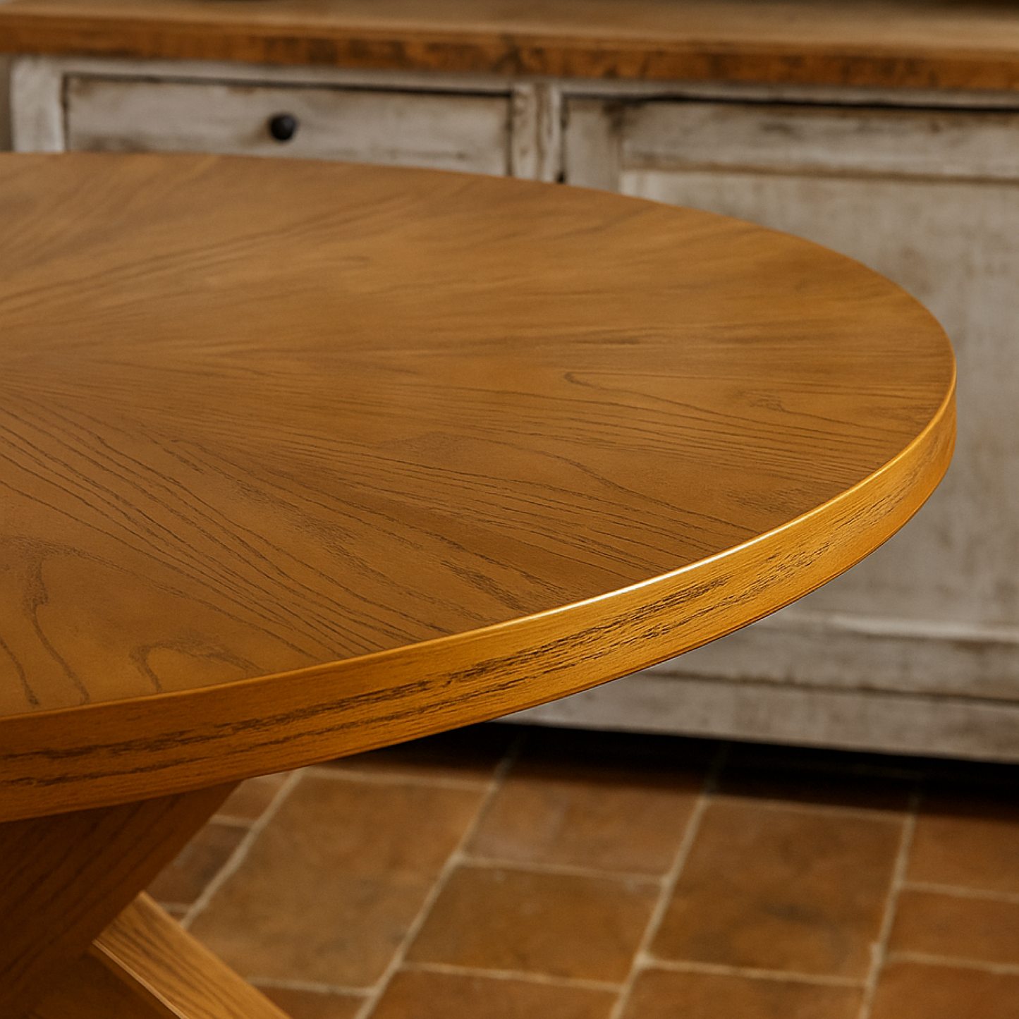 Round Lofte Table Natural Elm Wood