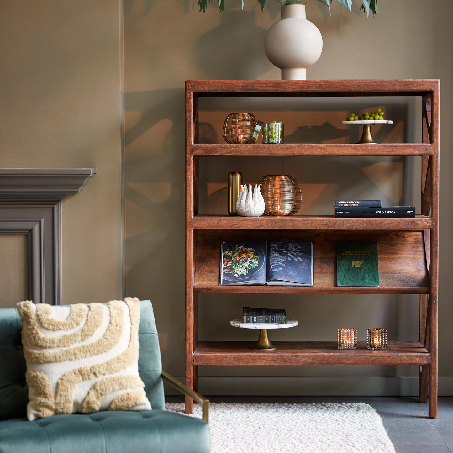 YUKI Acacia Dark Brown Open Cabinet