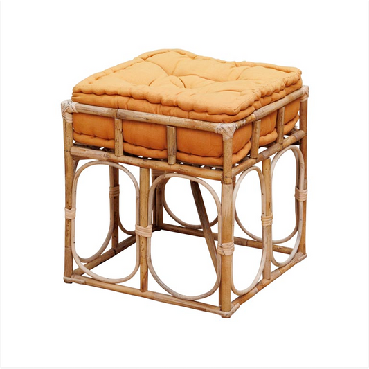 India Orange Rattan Stool