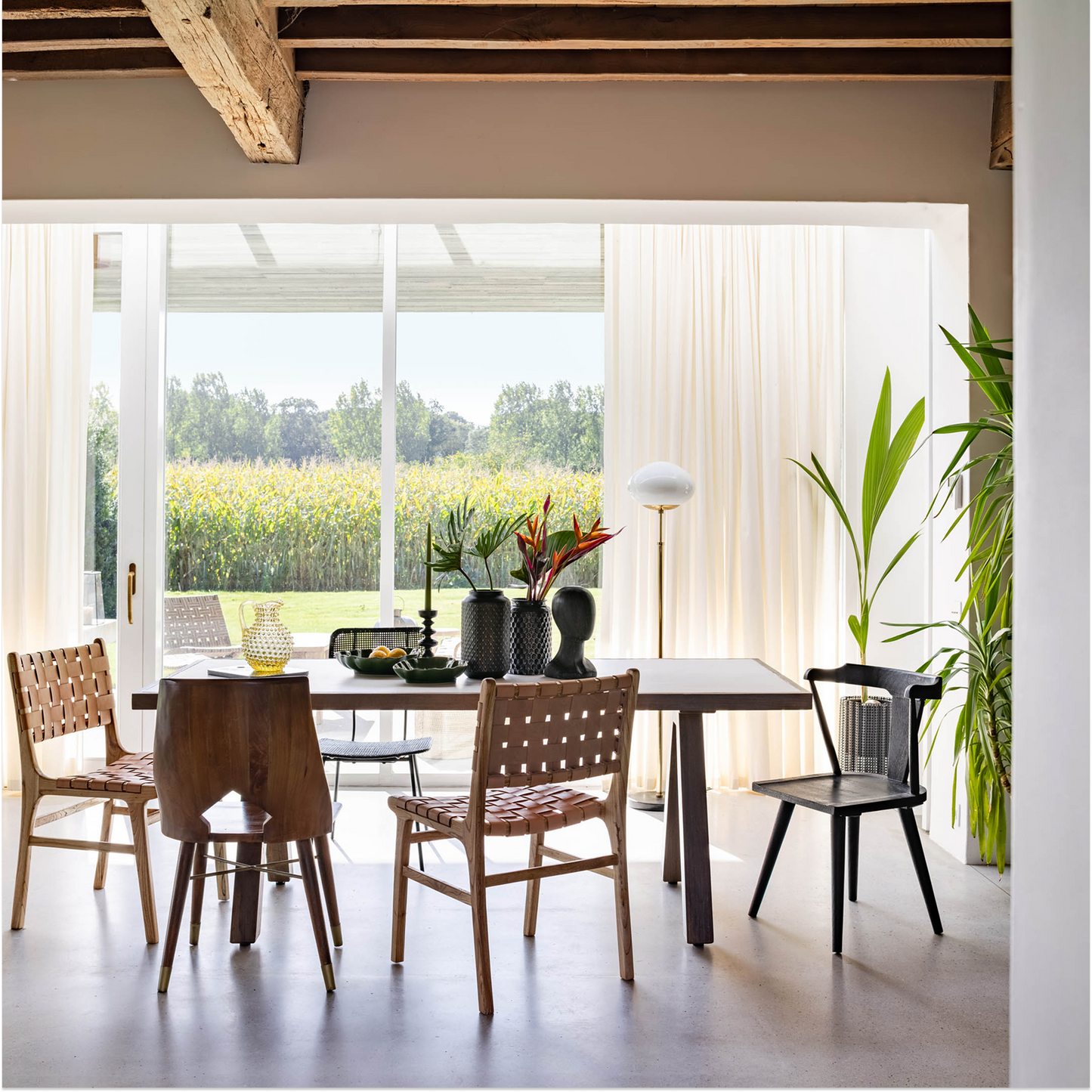 Itura Woven Leather & Mango Wood Dining Chair