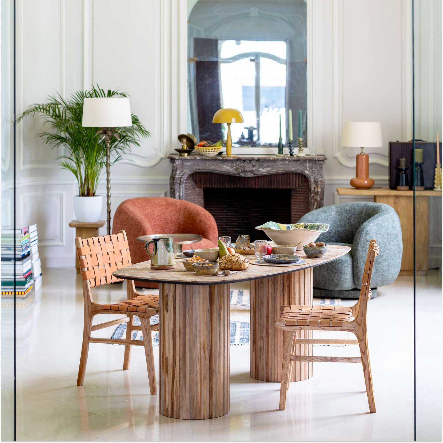 Alezan Oval Dining Table in Recycled Teak