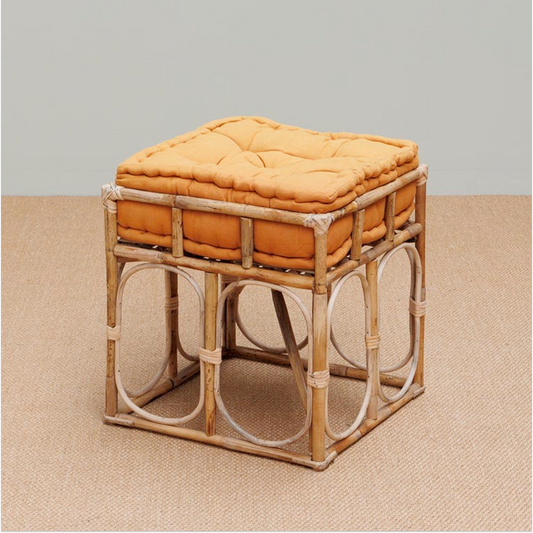India Orange Rattan Stool