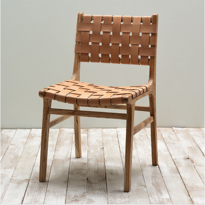 Itura Woven Leather & Mango Wood Dining Chair