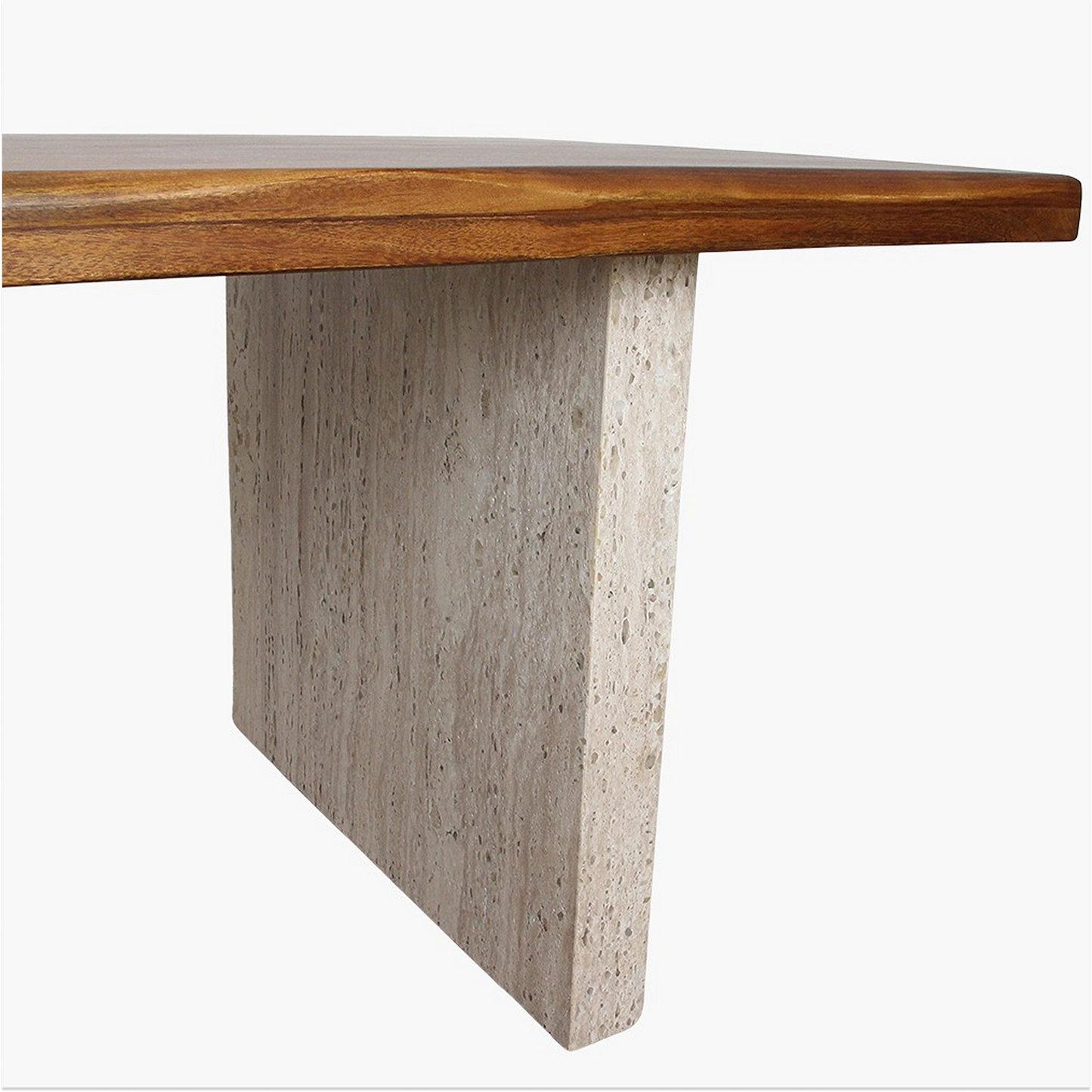 Live Edge Dining Table – Travertine Base