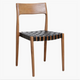 Freya Black Leather Teak Dining Chair