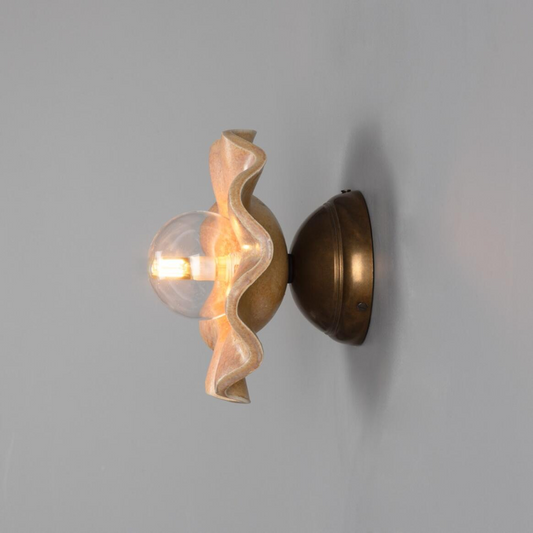 Rivale Wall Light with Wavy Ceramic Shade, Oatstone 21cm IP20