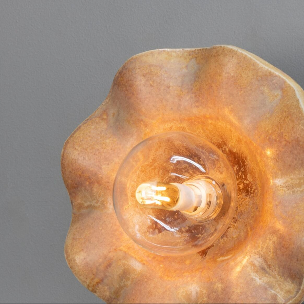 Rivale Wall Light with Wavy Ceramic Shade, Oatstone 21cm IP20