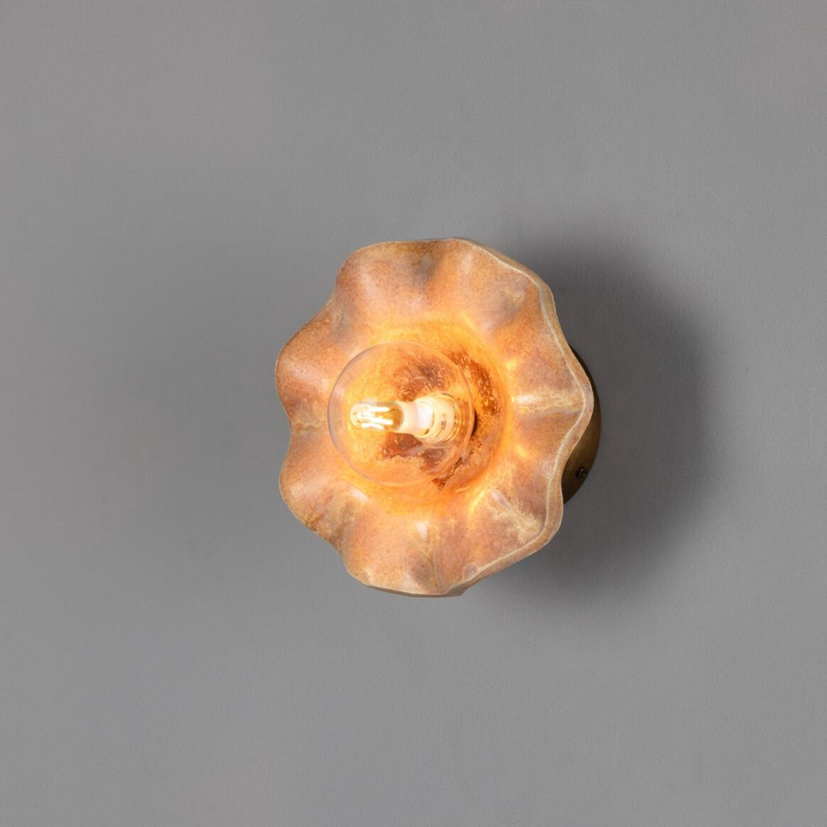 Rivale Wall Light with Wavy Ceramic Shade, Oatstone 21cm IP20