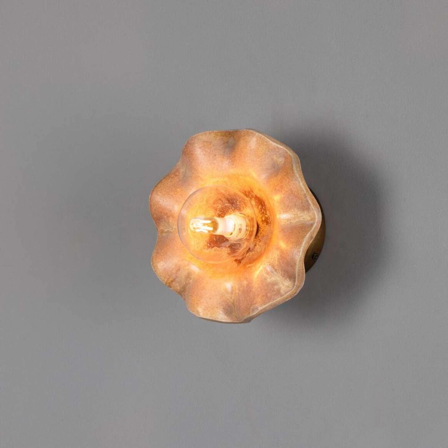 Rivale Wall Light with Wavy Ceramic Shade, Oatstone 21cm IP20