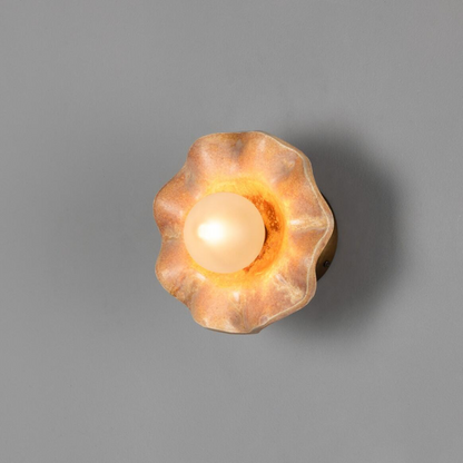 Rivale Wall Light with Wavy Ceramic Shade, Oatstone 21cm IP20