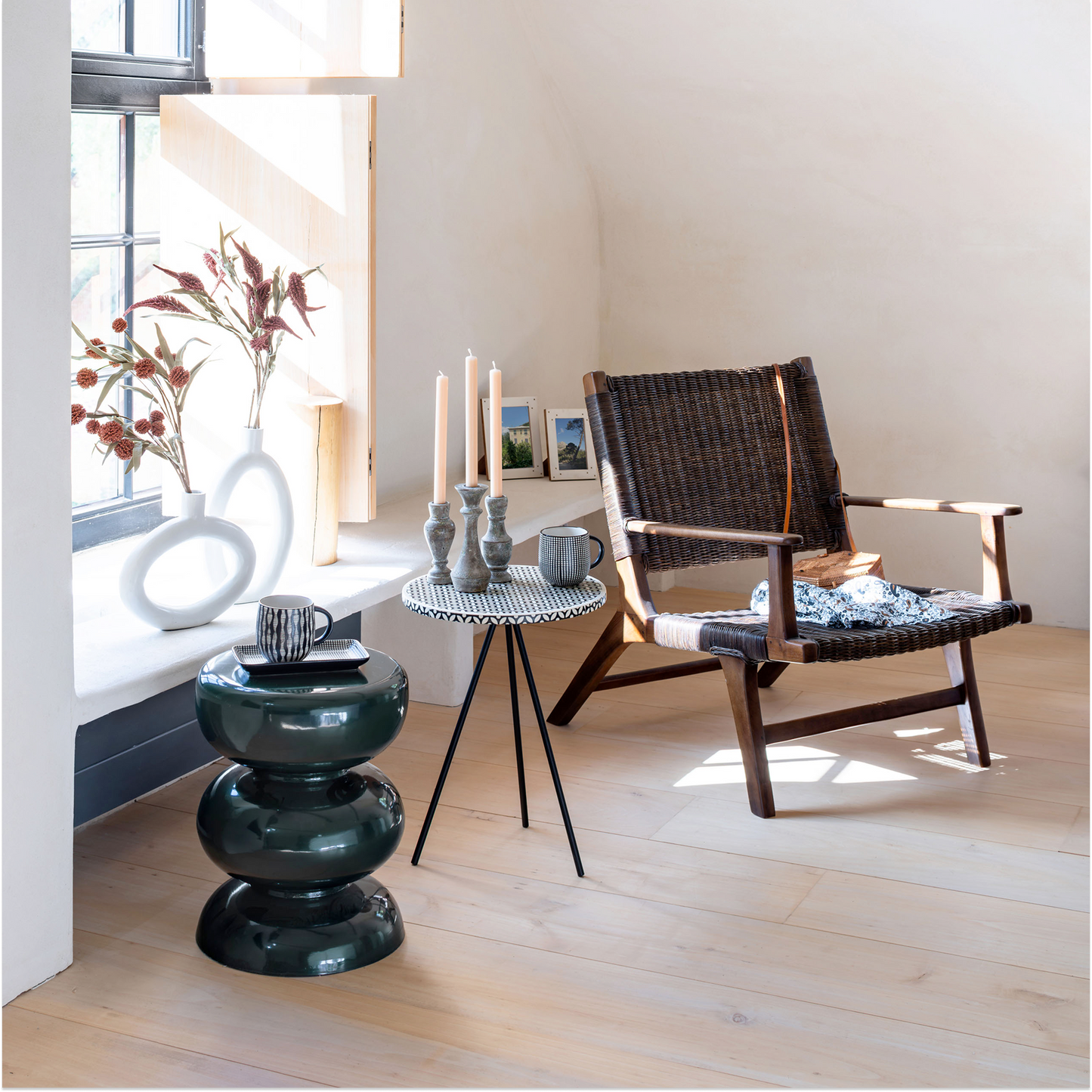 Otis Rattan & Teak Armchair