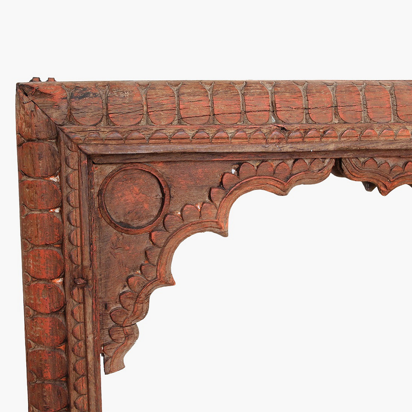 Orange & Carved Temple Mirror