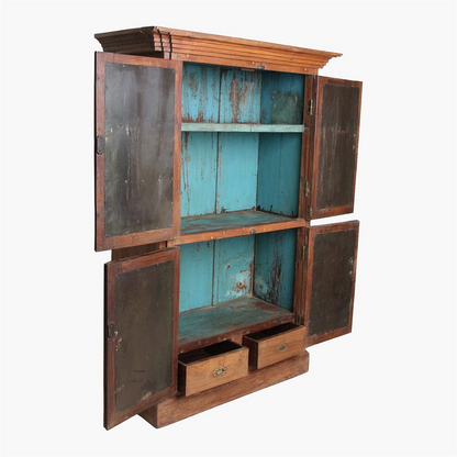 Solid Cabinet 4 Doors, Blue Inside