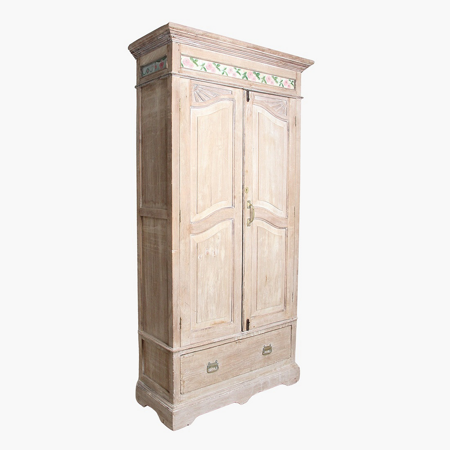 Tall Teak Limewash 2-Door Cabinet