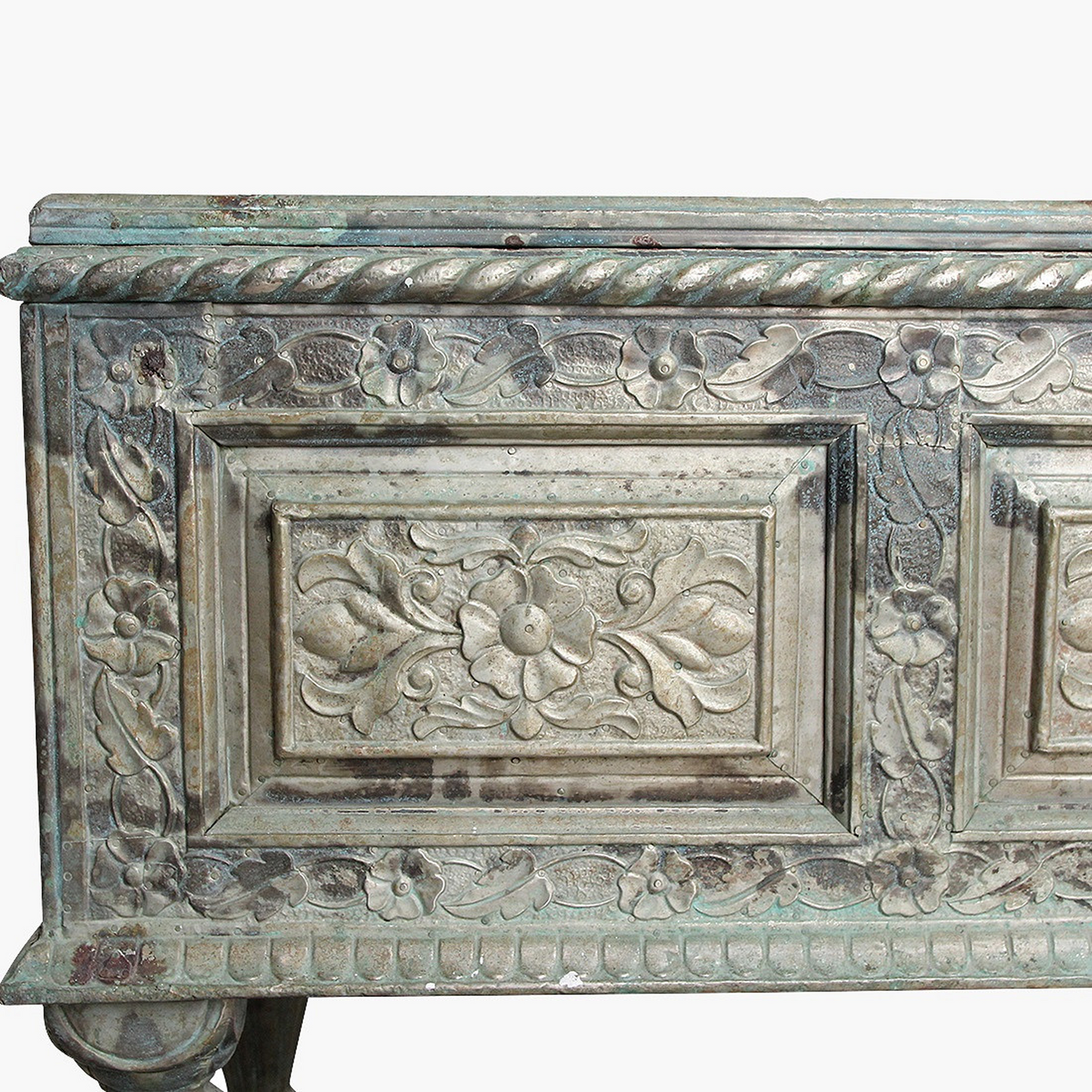 Temple Console Carved Wood with Brass Sheets