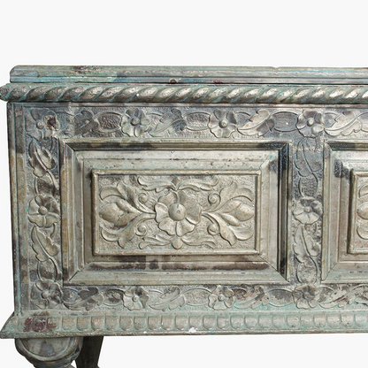 Temple Console Carved Wood with Brass Sheets