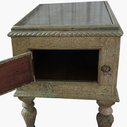Temple Console Carved Wood with Brass Sheets