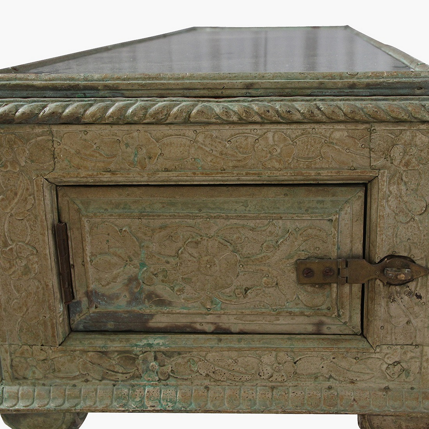 Temple Console Carved Wood with Brass Sheets