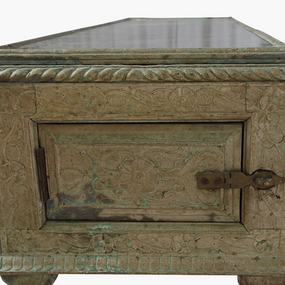 Temple Console Carved Wood with Brass Sheets
