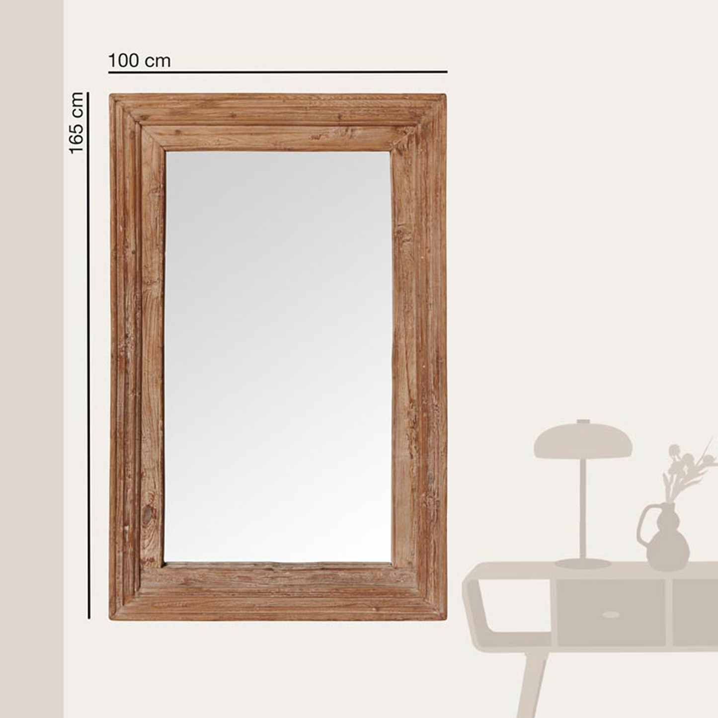 Large Rectangular Wooden Mirror