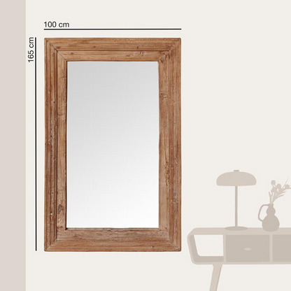 Large Rectangular Wooden Mirror