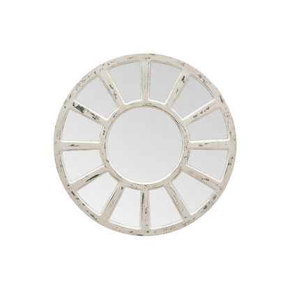 Round Mirror Antique White Patina