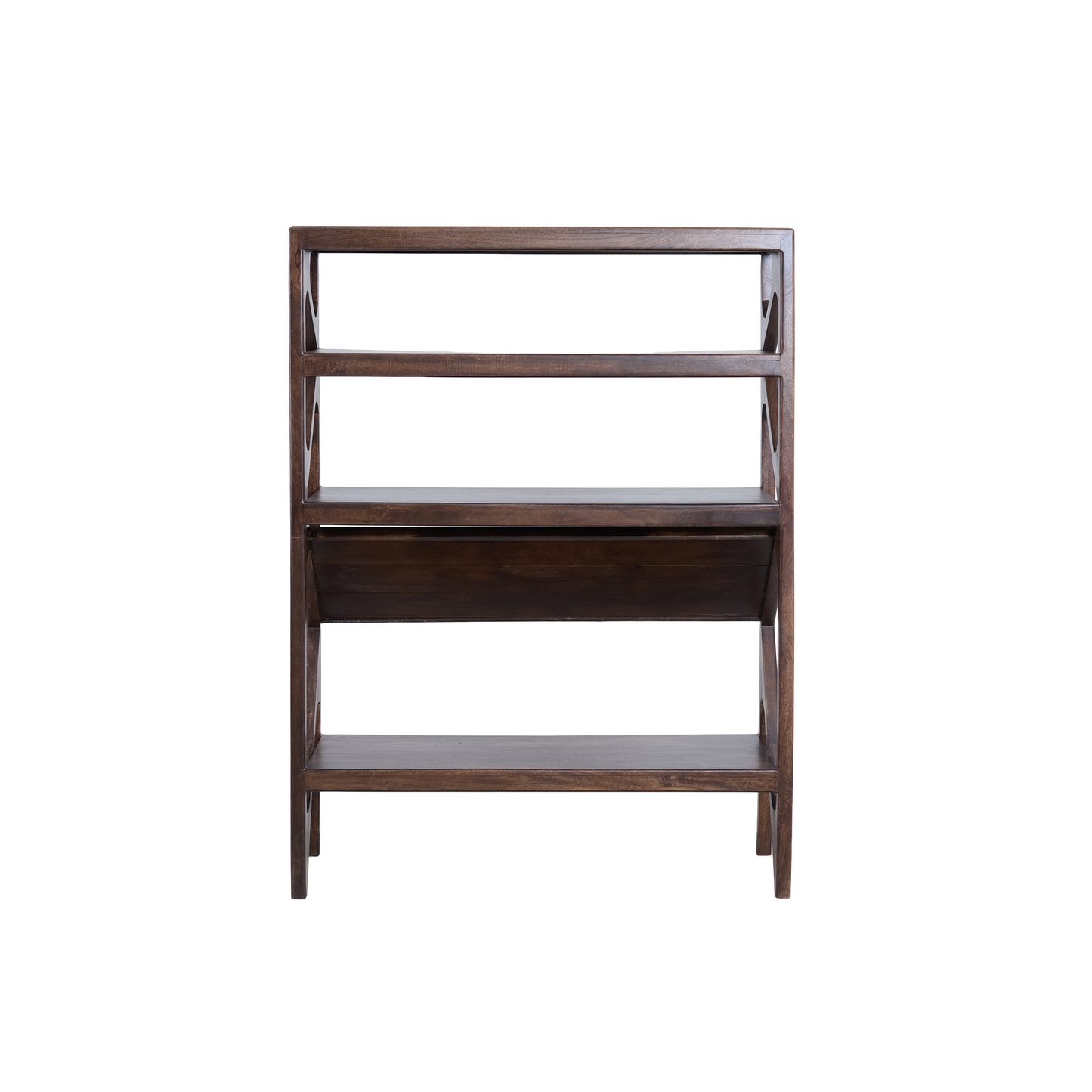 Yuki Open Cabinet Mango Wood in Choco Brown Glass
