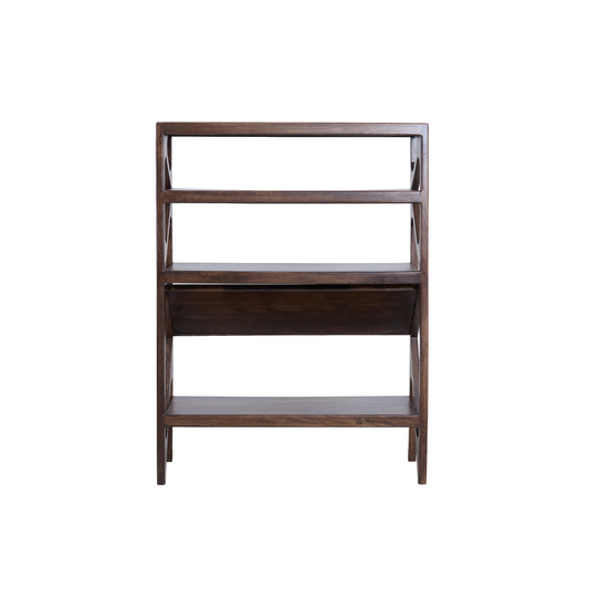 Yuki Open Cabinet Mango Wood in Choco Brown Glass