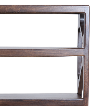 Yuki Open Cabinet Mango Wood in Choco Brown Glass