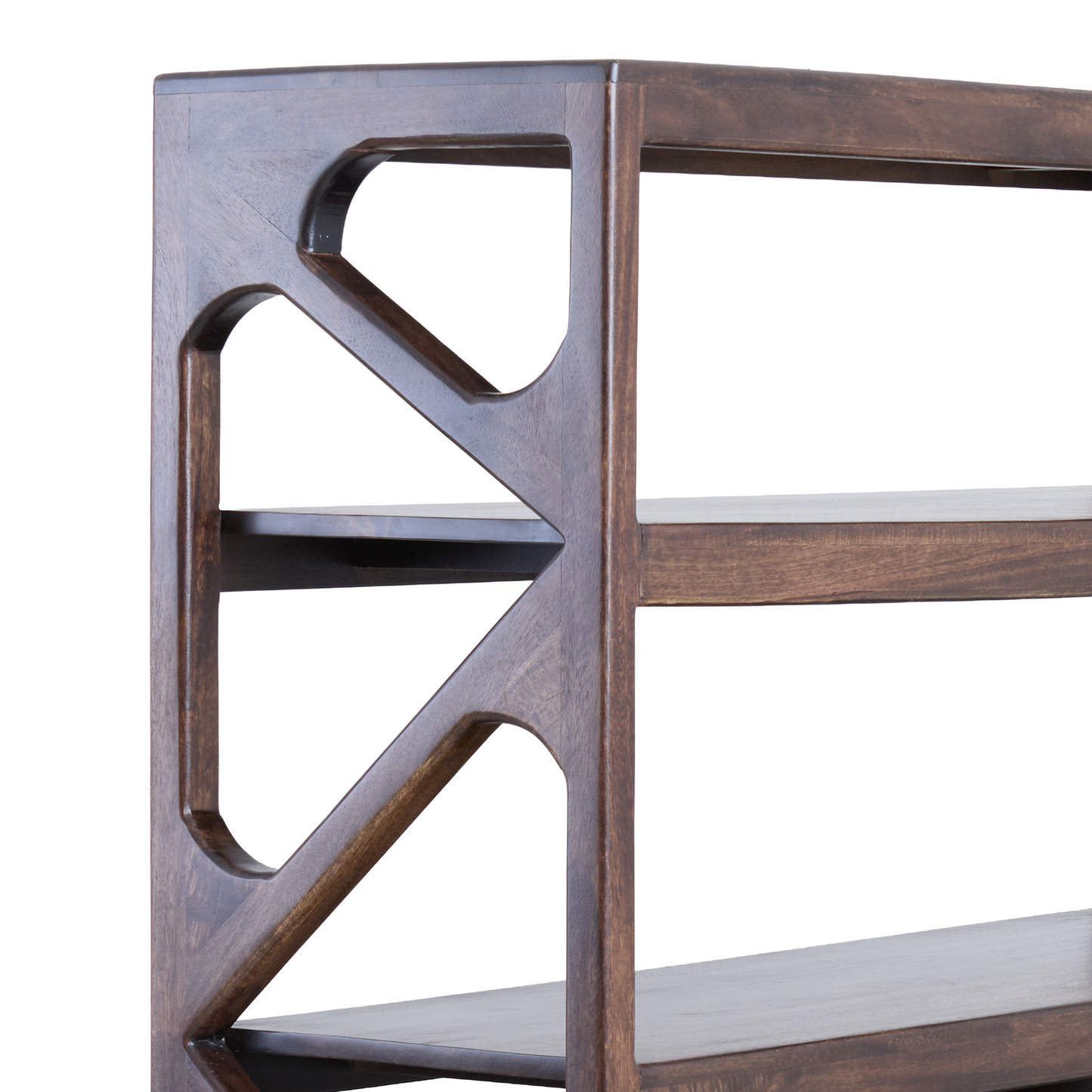 Yuki Open Cabinet Mango Wood in Choco Brown Glass