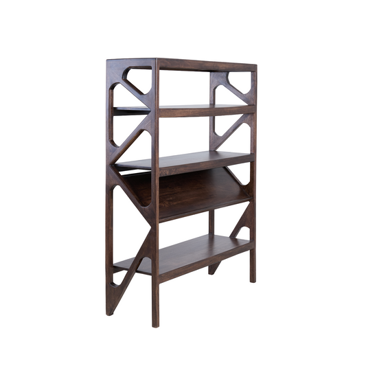 Yuki Open Cabinet Mango Wood in Choco Brown Glass
