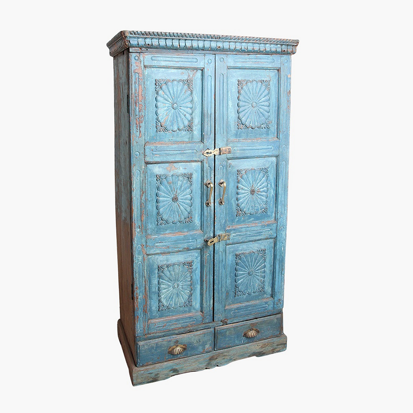Blue 6-Panel Sunflower Cabinet