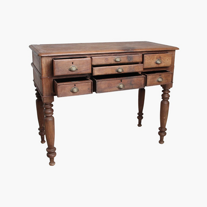 Special Teak & Brass Cup Handle Desk