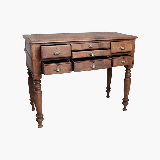 Special Teak & Brass Cup Handle Desk