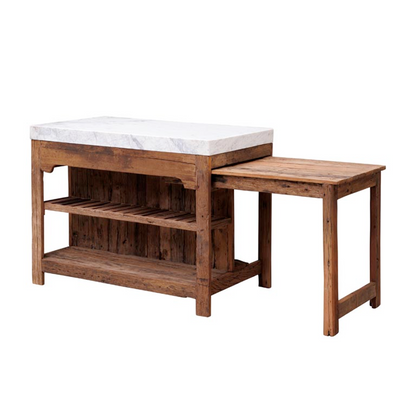 White Marble Counter Greta with Sliding Table