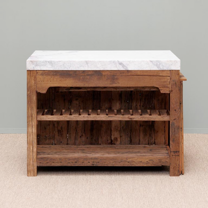 White Marble Counter Greta with Sliding Table