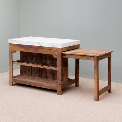 White Marble Counter Greta with Sliding Table