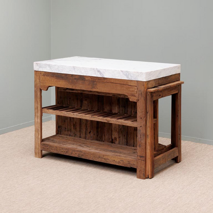 White Marble Counter Greta with Sliding Table