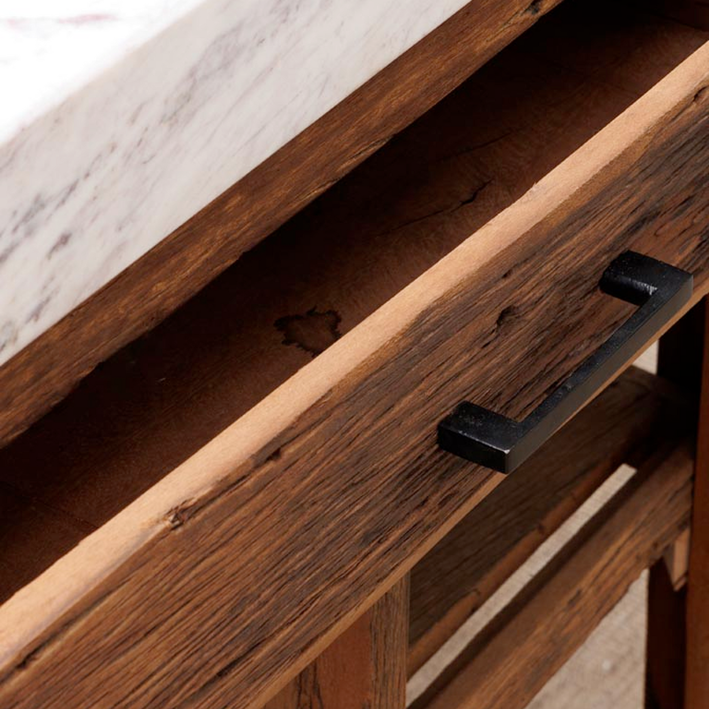 White Marble Counter Greta with Sliding Table