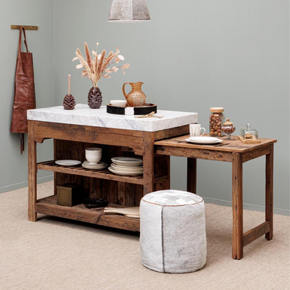 White Marble Counter Greta with Sliding Table