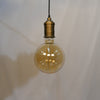 Vintage Brass Pendant with Oversized Amber Bulb
